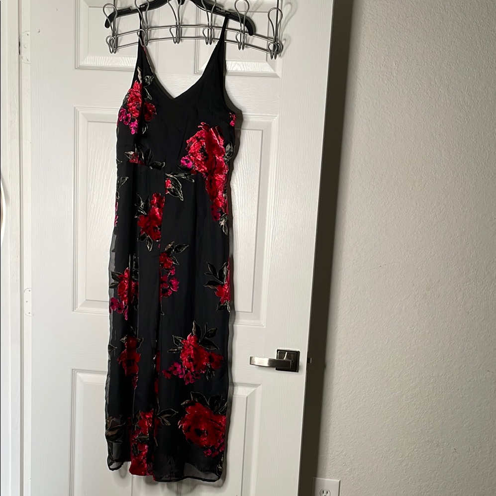 Anthropologie Floral Spaghetti Strap Midi Dress